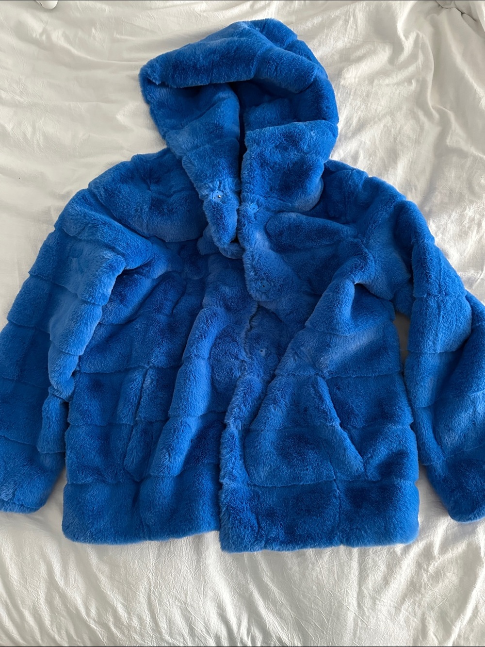 NWT Apparis Blue Faux Fur Hooded Jacket Coat Size Small
